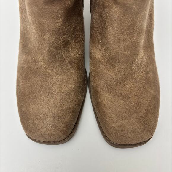 Dolce Vita Rupart Wedge Square Toe Ankle Bootie Truffle Tan Suede Women's Size 7 - Picture 2 of 10